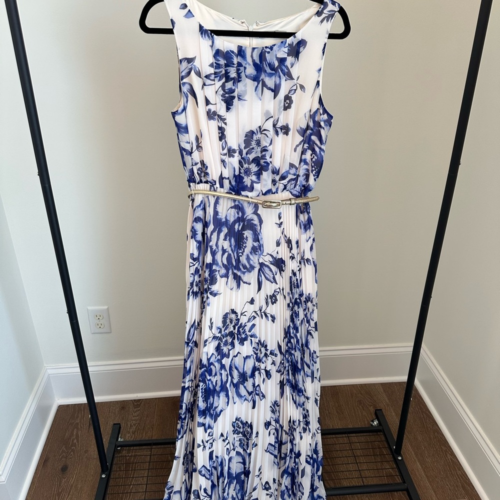 Eliza J Blue and White Floral Maxi Dress